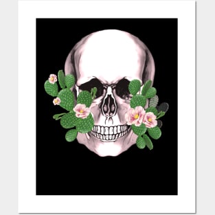 Sugar skull with succulents plants, cool funny cute mask Posters and Art